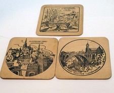Beer Coaster Clausen Luxembourg Pils Reine des Bieres - vintage pack of 3 lot picture