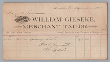 1892 billhead William Gieseke Merchant Tailor Honesdale, PA picture