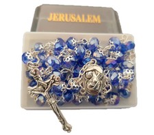 Catholic Blue Jerusalem Crystal Rosary picture