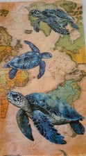 2 individual Paper Decoupage NAPKINS TOWELS - SEA TURTLE OCEAN SEALIFE picture