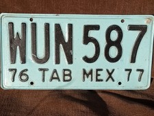 Vintage 1976 1977 Tabasco Mexico License Plate WUN 587 Blue Obsolete Authentic picture