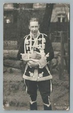 Unser Kronprinz~German Prince Wilhelm w Rabbit Bunny RPPC Antique Royalty Photo picture