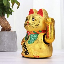 Feng Shui Maneki Neko Lucky Cat Waving Hand Wealth Lucky Cat Ceramic 7 Inches picture