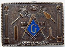 VINTAGE 1978 HENRY KLITZNER Masonic Freemason Solid Brass Beltbuckle picture