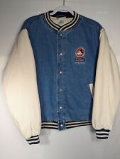Vintage Disneyland Mickey Mouse Denim Jacket Quilted Varsity Jacket Bomber XL picture