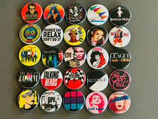Assorted 80's New Wave Buttons /  Pins Set Of 25 Set A picture
