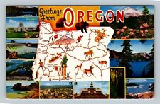 Greetings, State Capitol Scott Lake Columbia River Vintage Oregon c1964 Postcard picture