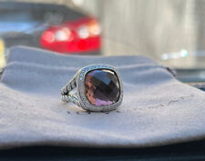 David Yurman 925 Silver 14mm ALBION Ring Morganite & Diamonds Sz 6 picture