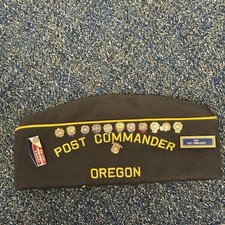 Vintage VFW Post Commander Garrison Cap Oregon Post 640 Militaria Pins picture