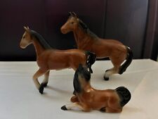 Beautiful Vintage Miniature Ceramic Horses Figurine Family Of 3 China picture