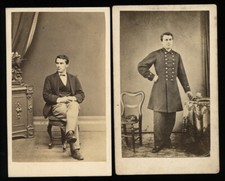 SET OF 2 1860s CDV PHOTOS BRITISH NAVY SAILOR OFFICER UNIFORM & CIVILIAN CLOTHES picture