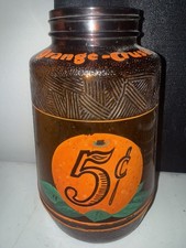 Antique Orange Crush amber glass dispenser jar LARGE soda drink logo picture