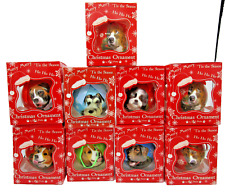 Lot of 9 Boxed E&S Dog Christmas Ornament Balls picture
