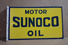 Sunoco Motor Oil Porcelain Enamel Sign  18 x 10 Inches 2 Sided picture