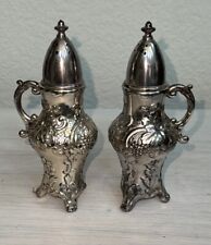 Vintage Japan Yamatogumi Yamato Gumi Silver Plated Floral Salt & Pepper  Shakers picture