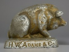Antique H.W. ADAMS Pig Iron Paperweight Advertising No 56 PINE St. N.Y. picture