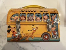Vintage 1960s Walt Disney School Bus Metal Lunch Box Aladdin Ind (NO Thermos) picture