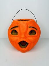 Vintage 7.5 Inch Paper Mache Halloween Pulp Jack O Lantern Pumpkin picture