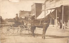 HORSE & BUGGY c1910 postcard real photo rppc downtown street shops scene printer picture