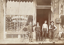 RARE 1890S ANTIQUE PHOTO BICYCLE SHOP JOHN A. WILDE INDIANAPOLIS IN BIKE BOOM picture