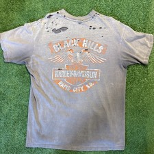 Vintage 1980’s Smoked Out faded Harley Davidson Shield Graphic Thrashed Size XL picture