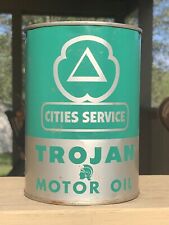 Vintage 1950’s CITIES SERVICE TROJAN Motor Oil Can 1 Quart Metal picture