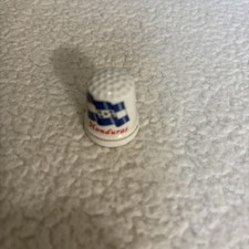 Vintage Honduras White Ceramic Thimble Souvenir Gold Trim picture