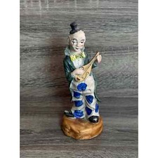 Vintage Ceramic Circus Clown Playing Mandolin Hand Painted picture