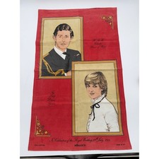 Vintage Monarch 1981 Royal Wedding Tea Towel Prince Charles Lady Diana UK picture