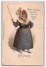 Mrs. Jarley Postcard Fat Woman With Stick Floral Bonnet c1905 Unposted Antique picture