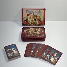 1984 Enesco Christmas Collectable Card Tin With 2 Playing Decks-D2 picture