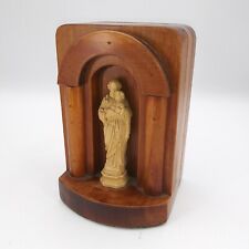 Vintage St. Joseph holding baby Jesus Religious spiritual Figurine wood bookend picture