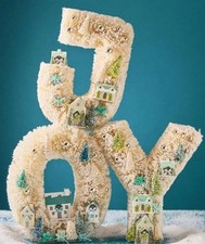 Anthropologie Festive Sisal Light-Up Diorama Christmas “JOY” New In Box picture