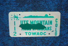 1970 Colorado UTE MOUNTAIN TRIBE OF INDIANS License Plate # 112 picture