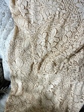 Vintage lace tablecloth Floral Medallions Vanilla Cream Ecru Ecru  59” X 100” picture