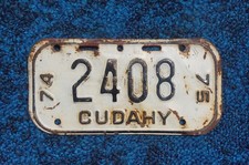 1974 1975 CUDAHY Wisconsin Bicycle License Plate picture