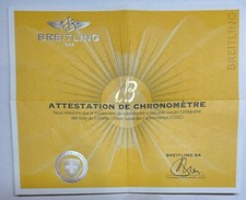 Real Breitling COSC Attestation de Chronomètre Chronometer Blank Certificate picture