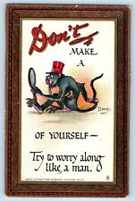 Dwig Raphael Tuck Signed Postcard Don't Make A Monkey Of Yourself Newburyport MA picture