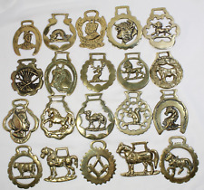 Brass Horse Medallion Lot of 20 Antique to Vintage Camel Cow Squirrel Wheat Lion picture