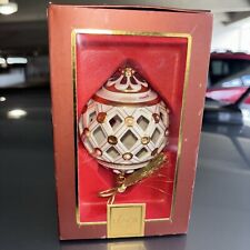NIB Lenox Pierced Porcelain Florentine & Pearl Ball Christmas Tree Ornament 4in picture