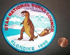 BSA BSC 1998 KLONDIKE UTAH NATIONAL PARKS CANADIAN JAMBOREE DINOSAUR PATCH picture