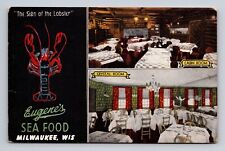 Linen Postcard Milwaukee WI Wisconsin Eugenes Seafood Restaurant Hotel Juneau picture