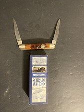 Schrade Walden Amber Jigged Bone Muskrat Knife Everlastingly Sharp W/ Box picture