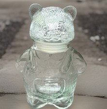 Vintage TEDDY BEAR Glass Jar Container 5