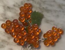 5 Vintage MCM Decor Miniature Lucite Acrylic Grape Clusters: Orange picture