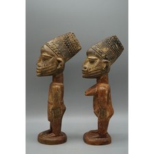 Yoruba Ere Ibeji Twin Figures Pair Carved Wood Nigeria Africa Male Female 12