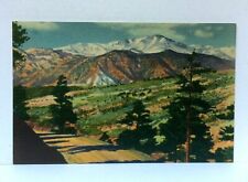 Colorado CO Rampart Range Road & Pikes Peak Linen Vintage Postcard picture