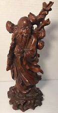 Vintage Hand Carved Wood Asian Man With Fruit Tree Limb Flaw picture