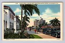 Miami Beach FL-Florida, Lincoln Road Looking West, Antique Vintage Postcard picture