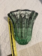 Antique Pierre D’Arsen Heavy Glass Vase With Silver Inlay picture